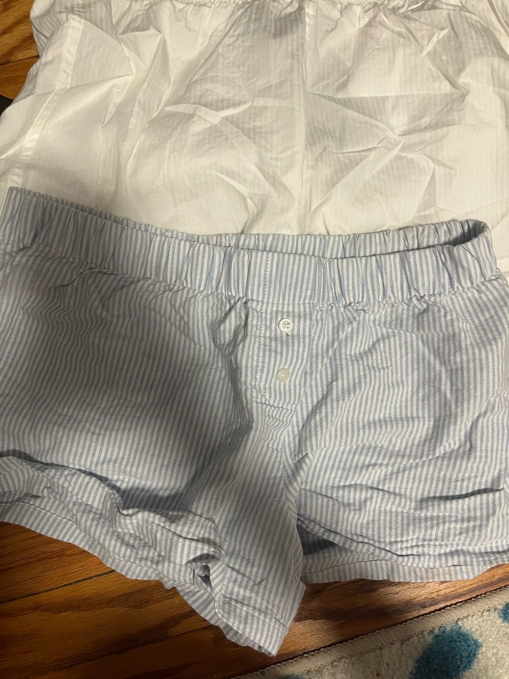 Brandy Melville Light Blue & White Striped High Waist Shorts